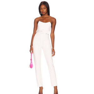 Superdown Naomi Belted Jumpsuit in White NWT Size Small